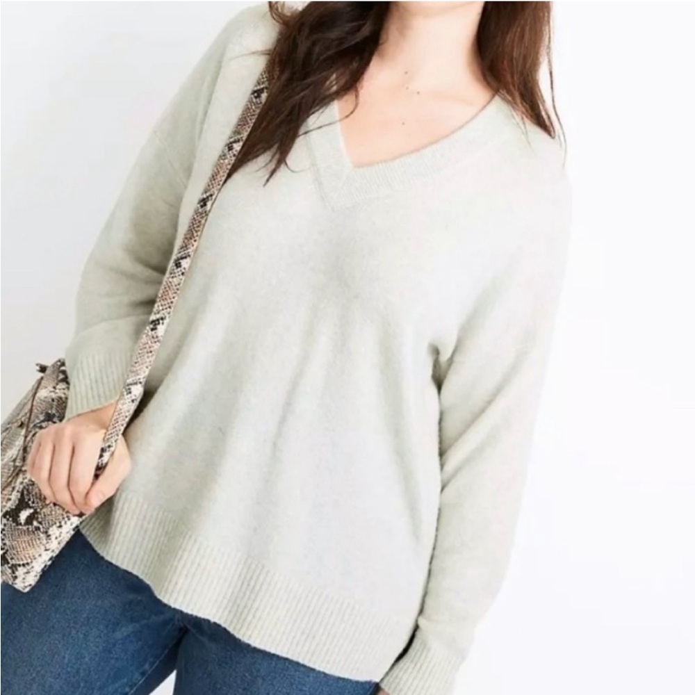 Madewell Bartlett Vneck Pullover Sweater Womens Small Alpaca Oatmeal Cozy